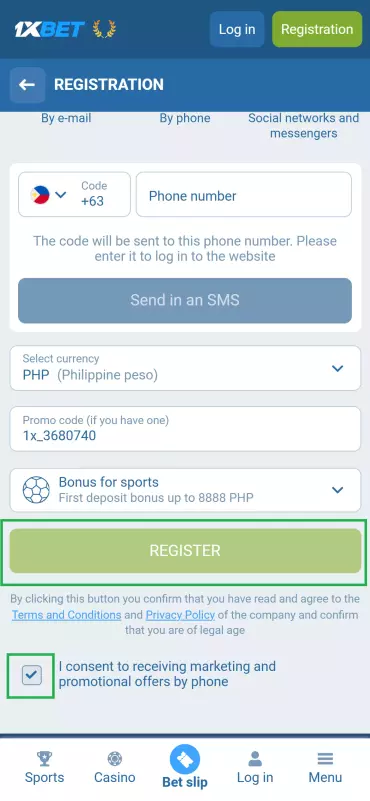 Accept the terms and conditions and complete registration